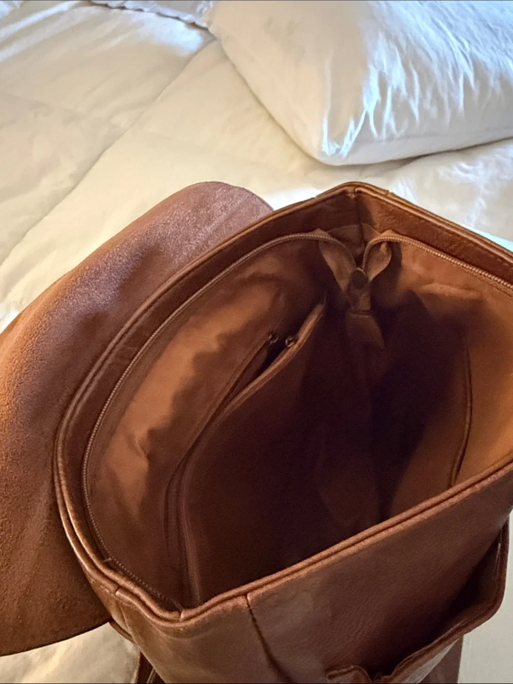 Women's Brown Faux-Leather Backpack with Buckle FlapFrom Italy!